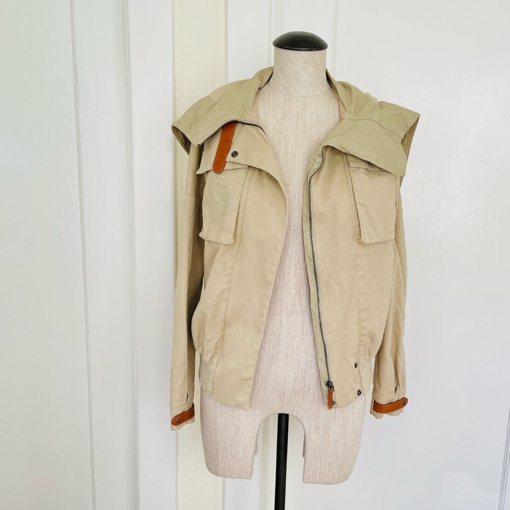 Lacoste Beige Bomber Jacket with Brown Accents